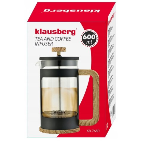 ZAPARZACZ TŁOKOWY DO KAWY/HERBATY 600ml KLAUSBERG KB-7680 ZAPARZACZ TŁOKOWY DO KAWY/HERBATY 600ml KLAUSBERG KB-7680