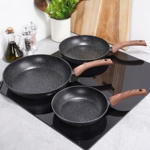 ZESTAW 3 PATELNI GRANITOWYCH BLACK&WOOD 20/24/28 cm 199011 ZESTAW 3 PATELNI GRANITOWYCH BLACK&WOOD 20/24/28 cm 199011