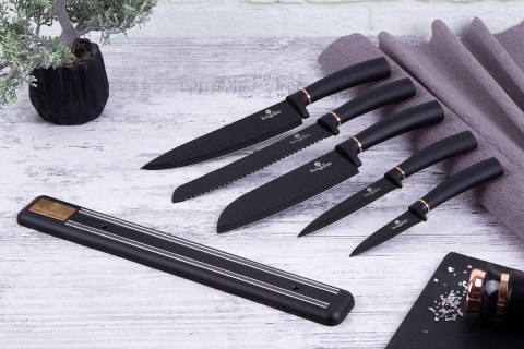 ZESTAW 5 NOŻY KUCHENNYCH Z LISTWĄ BERLINGER HAUS BH-2535 BLACK ROSE ZESTAW 5 NOŻY KUCHENNYCH Z LISTWĄ BERLINGER HAUS BH-2535 BLACK ROSE