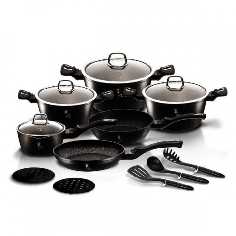 ZESTAW GARNKÓW GRANITOWYCH 15 elem. BERLINGER HAUS BH-6155 BLACK SILVER ZESTAW GARNKÓW GRANITOWYCH 15 elem. BERLINGER HAUS BH-6155 BLACK SILVER