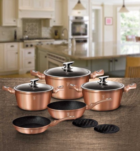 ZESTAW GARNKÓW GRANITOWYCH BERLINGER HAUS BH-6161 ROSE GOLD 17 ELEM. ZESTAW GARNKÓW GRANITOWYCH BERLINGER HAUS BH-6161 ROSE GOLD 17 ELEM.