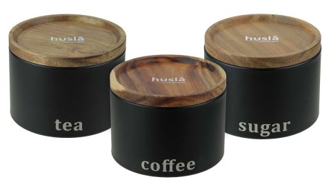 ZESTAW POJEMNIKÓW KUCHENNYCH HUSLA black 73949 ZESTAW POJEMNIKÓW KUCHENNYCH HUSLA black 73949