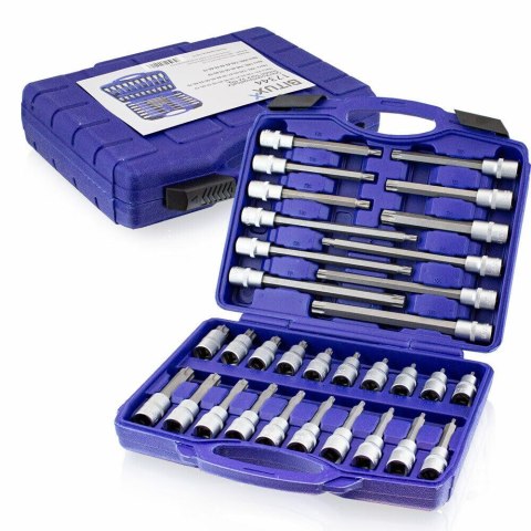 Zestaw kluczy nasadowych torx z walizką 32el. Zestaw kluczy nasadowych torx z walizką 32el.
