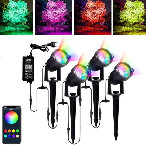 Zestaw lamp ogrodowych RGB wodoodporne 4szt. Zestaw lamp ogrodowych RGB wodoodporne 4szt.