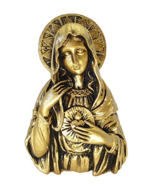 ZŁOTA FIGURKA MATKA BOSKA SERCE MARYI PŁASKORZEŹBA 16cm ZŁOTA FIGURKA MATKA BOSKA SERCE MARYI PŁASKORZEŹBA 16cm