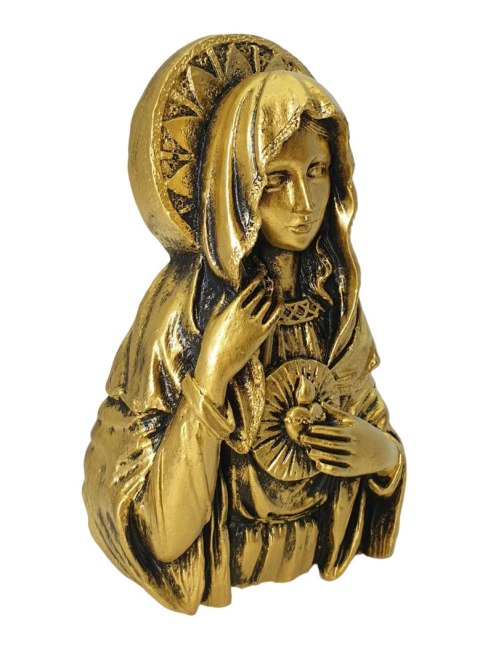 ZŁOTA FIGURKA MATKA BOSKA SERCE MARYI PŁASKORZEŹBA 16cm ZŁOTA FIGURKA MATKA BOSKA SERCE MARYI PŁASKORZEŹBA 16cm