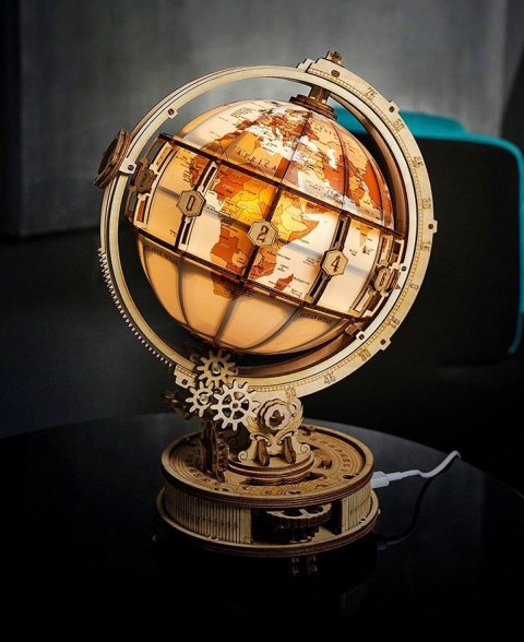 DREWNIANE PUZZLE 3D DIY ŚWIECĄCY GLOBUS Z LUPĄ - PODŚWIETLENIE - LAMPKA DREWNIANE PUZZLE 3D DIY ŚWIECĄCY GLOBUS Z LUPĄ - PODŚWIETLENIE - LAMPKA