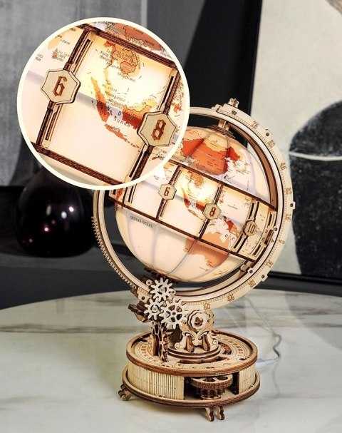 DREWNIANE PUZZLE 3D DIY ŚWIECĄCY GLOBUS Z LUPĄ - PODŚWIETLENIE - LAMPKA DREWNIANE PUZZLE 3D DIY ŚWIECĄCY GLOBUS Z LUPĄ - PODŚWIETLENIE - LAMPKA