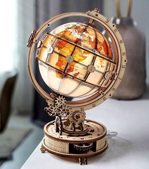 DREWNIANE PUZZLE 3D DIY ŚWIECĄCY GLOBUS Z LUPĄ - PODŚWIETLENIE - LAMPKA DREWNIANE PUZZLE 3D DIY ŚWIECĄCY GLOBUS Z LUPĄ - PODŚWIETLENIE - LAMPKA