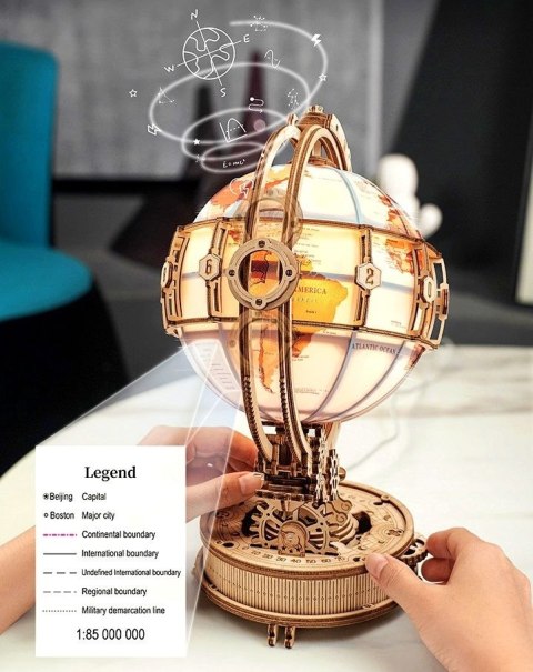DREWNIANE PUZZLE 3D DIY ŚWIECĄCY GLOBUS Z LUPĄ - PODŚWIETLENIE - LAMPKA DREWNIANE PUZZLE 3D DIY ŚWIECĄCY GLOBUS Z LUPĄ - PODŚWIETLENIE - LAMPKA
