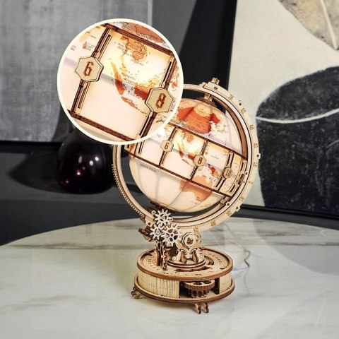 DREWNIANE PUZZLE 3D DIY ŚWIECĄCY GLOBUS Z LUPĄ - PODŚWIETLENIE - LAMPKA DREWNIANE PUZZLE 3D DIY ŚWIECĄCY GLOBUS Z LUPĄ - PODŚWIETLENIE - LAMPKA