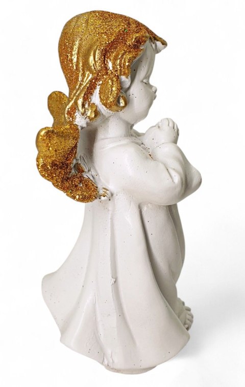 BIAŁY ANIOŁEK FIGURKA DEKORACYJNA ANIOŁ Z BROKATEM 13CM BIAŁY ANIOŁEK FIGURKA DEKORACYJNA ANIOŁ Z BROKATEM 13CM